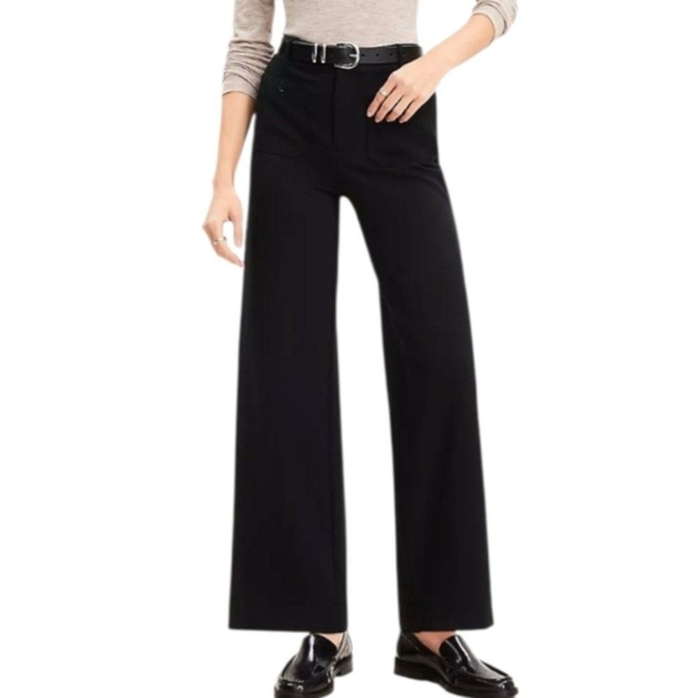 DKNY Midnight Black Straight Leg Career Work‎ Academia Trousers Pants Size 16